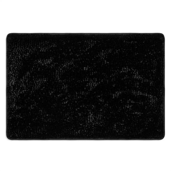 Home Dynamix Bali Breeze Solid Print Modern Shag Bath Mat, Black, 24" x 36"