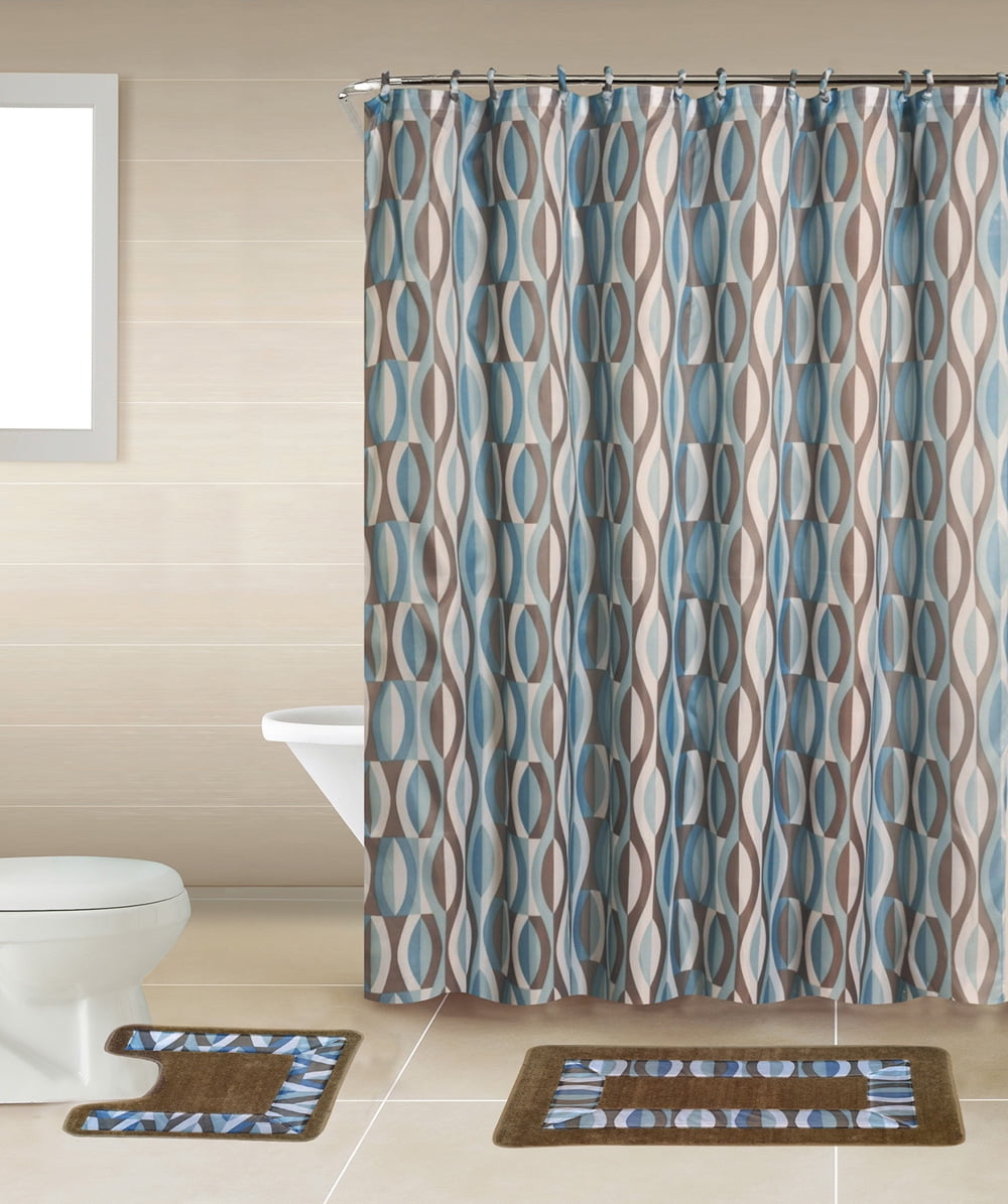 Home Dynamix Bath Boutique Shower Curtain and Bath Rug Set BQ01 Helix