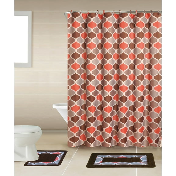 Home Dynamix Bath Boutique Shower Curtain and Bath Rug Set: BQ03 Trellis Multi-Color