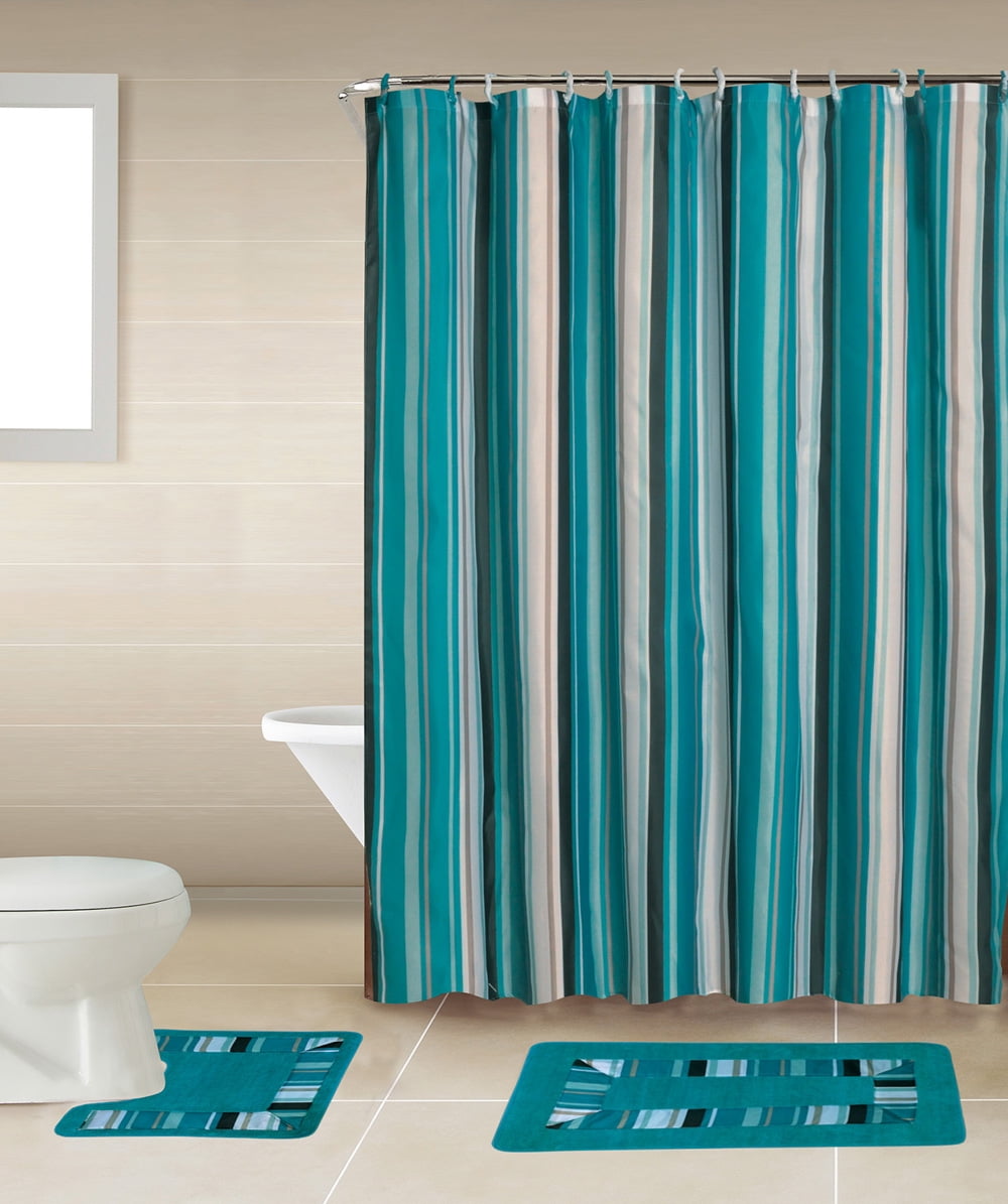 Home Dynamix Bath Boutique Shower Curtain and Bath Rug Set: BQ05 ...