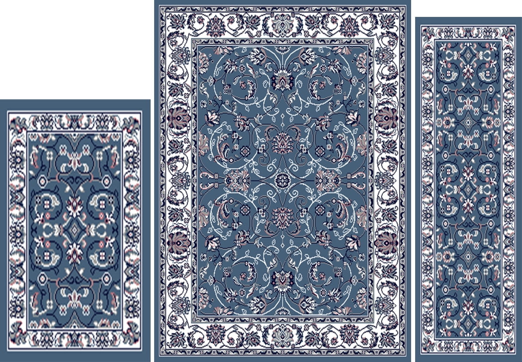 Home Dynamix 3PC Persian Rug Set - Blue/Ivory, Includes Area Rug (5' x ...