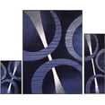thumbnail image 1 of Home Dynamix Blue Modern Rings Geometric Stripes 3PC Rug Set - Area Rug Runner Accent Mat, 1 of 1