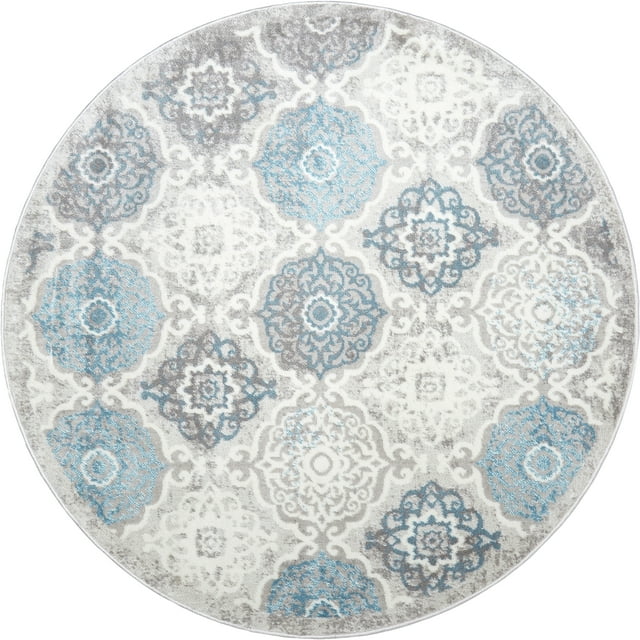 Home Dynamix Boho Andorra Transitional Damask Area Rug, Gray/Blue, 5' 2