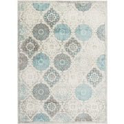 Home Dynamix Boho Andorra Transitional Damask Area Rug, Gray/Blue, 5' 2" x 7' 2" Rectangle