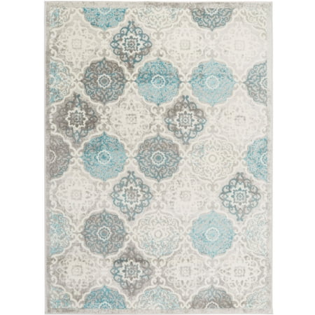 Home Dynamix Boho Andorra Transitional Damask Area Rug, Gray/Blue, 5' 2" x 7' 2" Rectangle