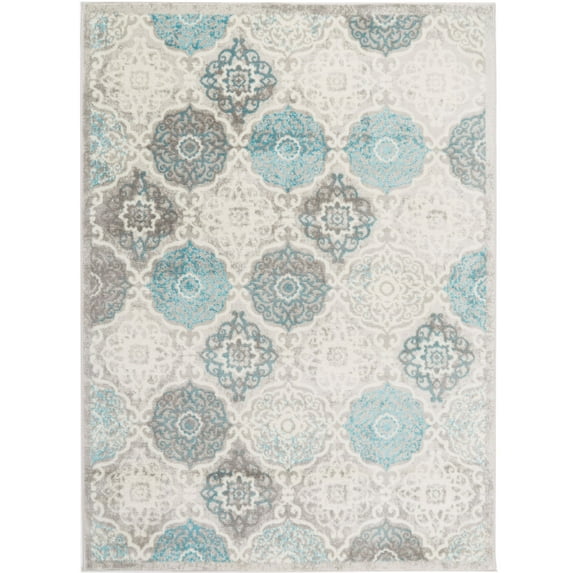 Home Dynamix Boho Andorra Transitional Damask Area Rug, Gray/Blue, 5' 2" x 7' 2" Rectangle