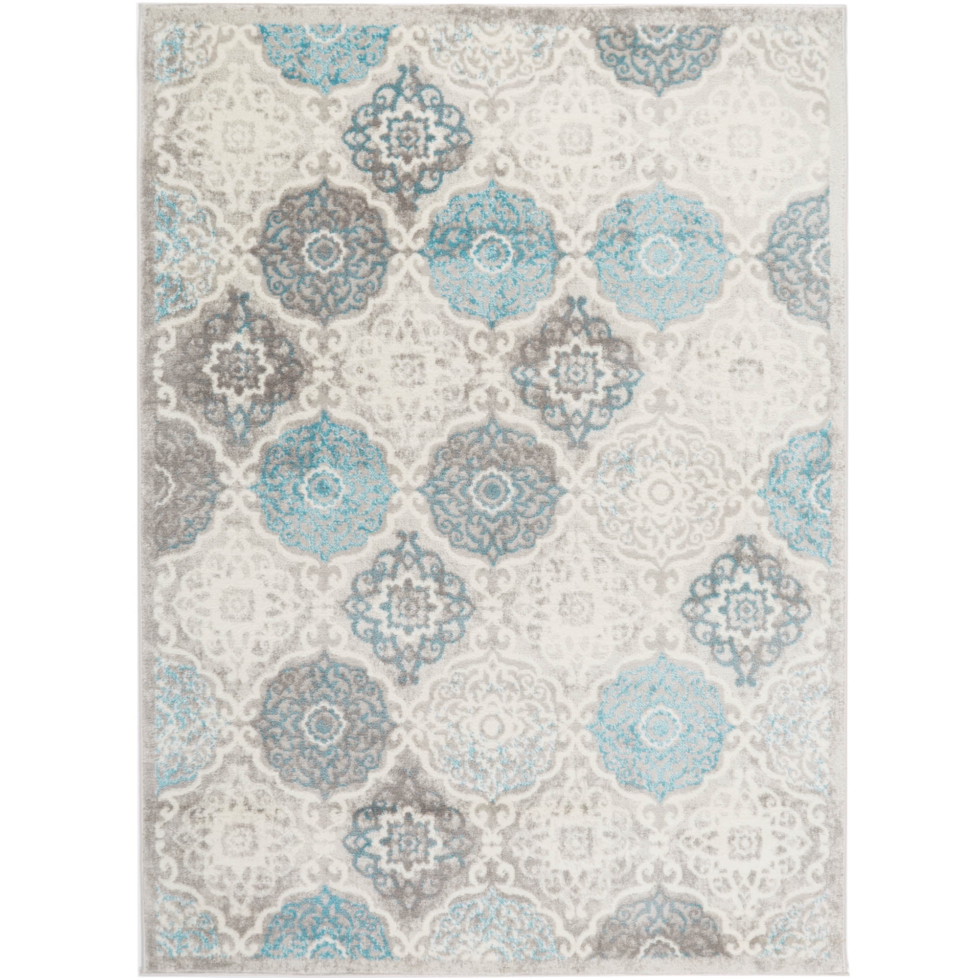 Home Dynamix Boho Andorra Transitional Damask Area Rug, Grey/Blue, 2'7"x4'7"