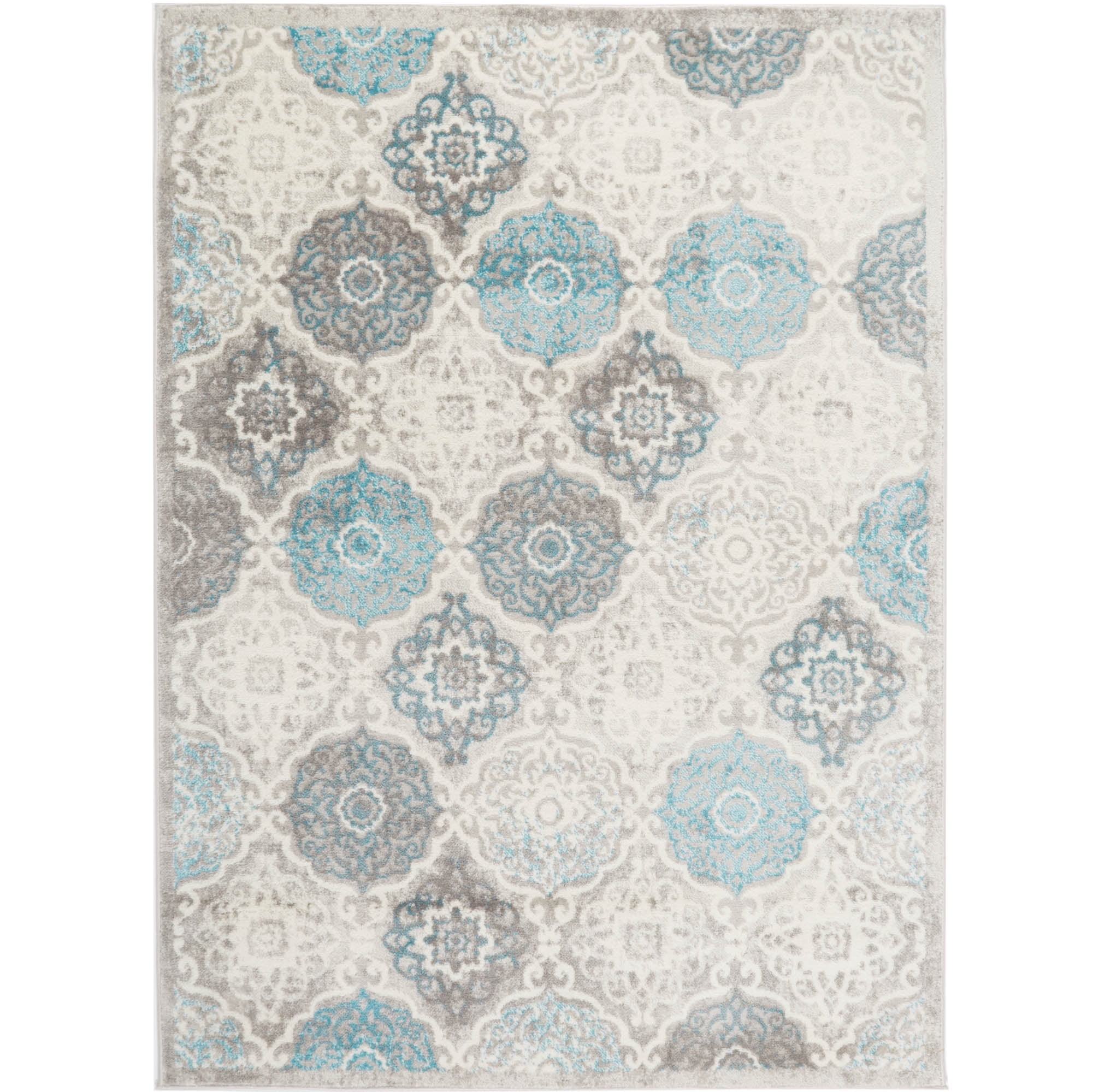 Home Dynamix Boho Andorra Transitional Damask Area Rug, Grey/Blue, 3'3"x5'2"
