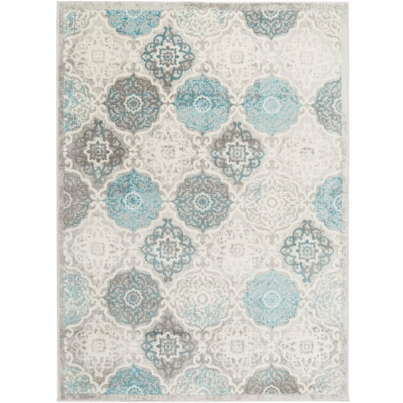 Home Dynamix Boho Andorra Transitional Damask Area Rug, Grey/Blue, 3'3"x5'2"