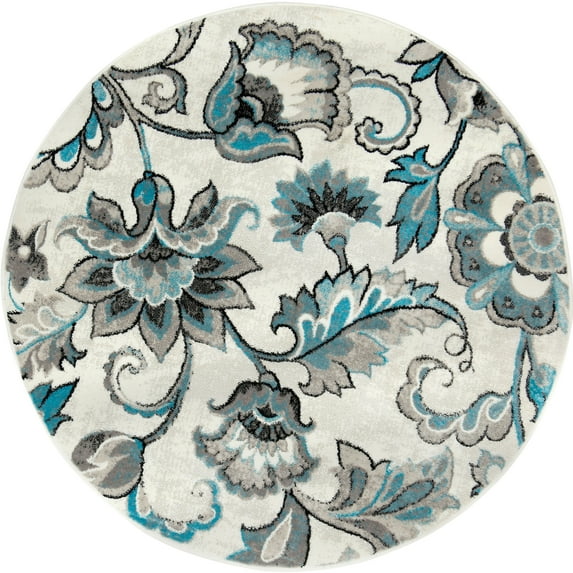 Home Dynamix Boho Odesa Contemporary Multicolor Floral Area Rug 5'2" Round 5' Round Accent, Indoor Round