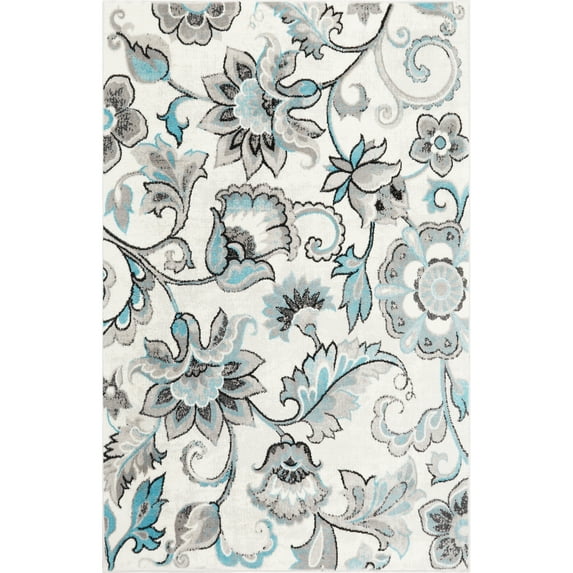 Home Dynamix Boho Odesa Modern Floral Area Rug, Ivory/Aqua, 3'3"x5'2"