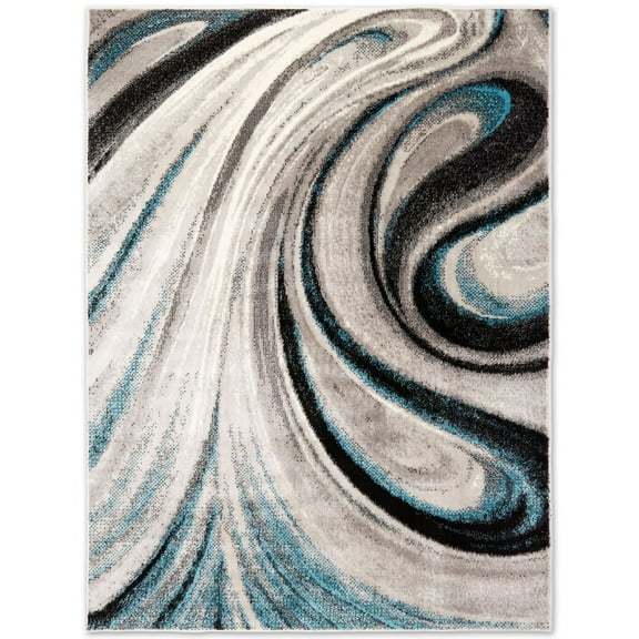 Home Dynamix Boho Odette Abstract Swirl Area Rug, Grey/Blue, 3'3"x5'2"