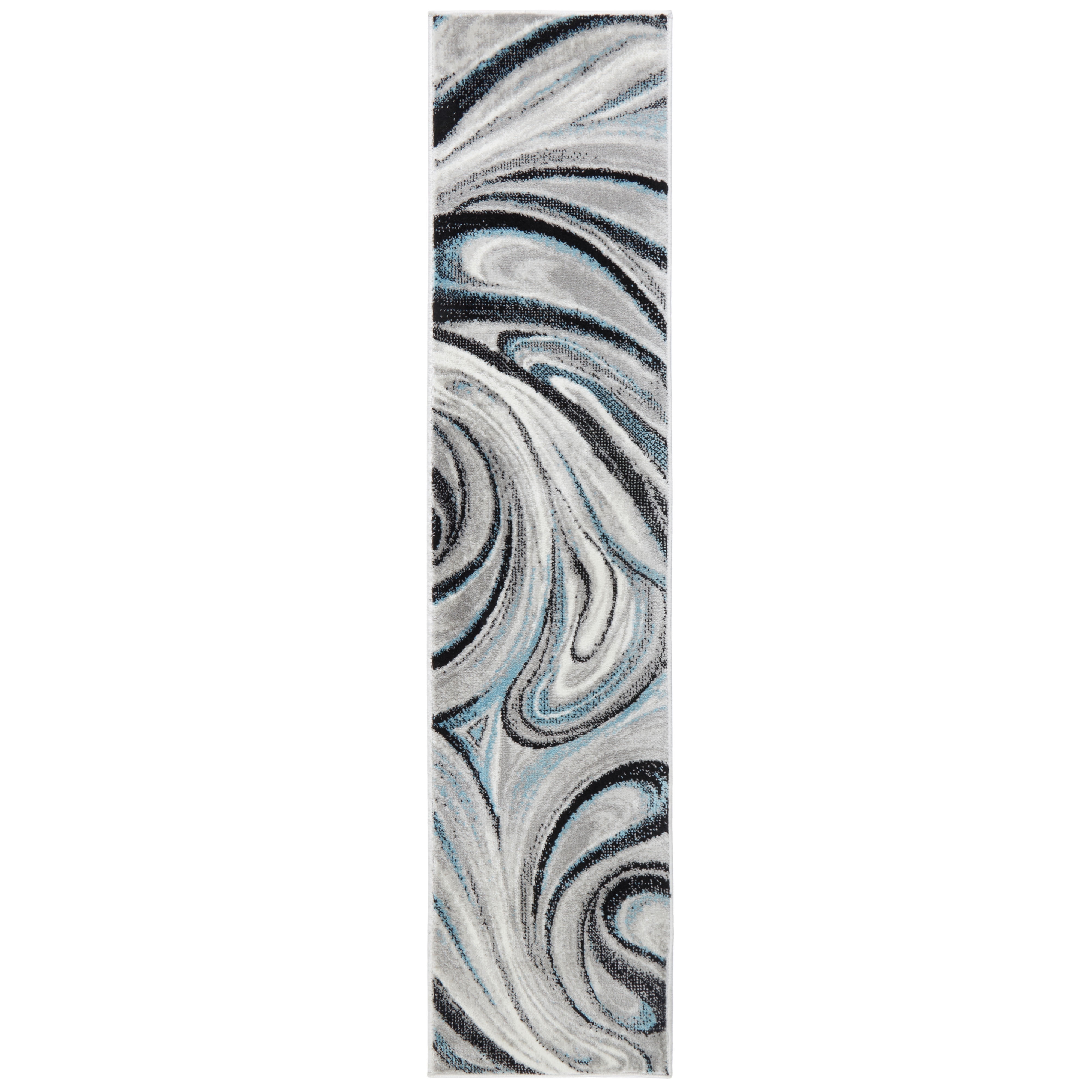 Home Dynamix Boho Odette Abstract Swirl Runner Area Rug Grey/Blue, 1'6"x7'2"
