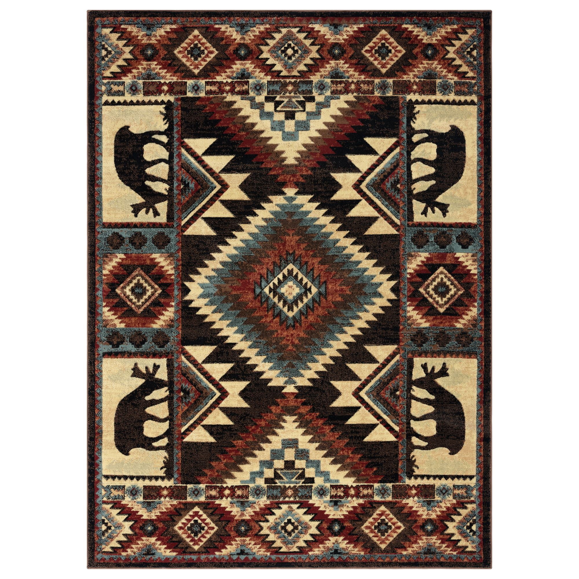 Brooks Rustic Lodge Border Area Rugs