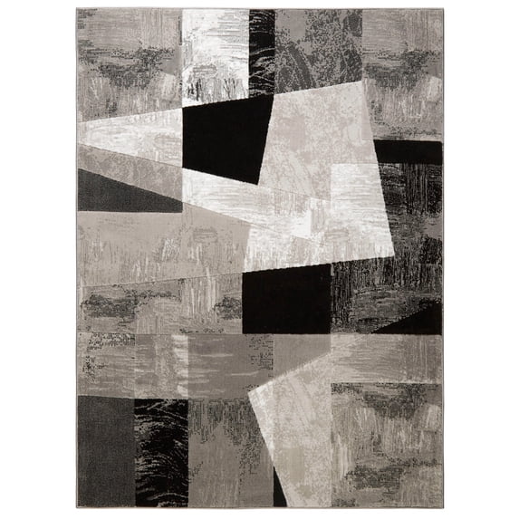 Home Dynamix Catalina Bismark Contemporary Geometric Area Rug, Grey/Black, 5'3"x7'2"
