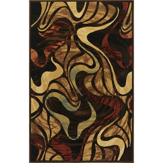 Home Dynamix Catalina Picasso Contemporary Artistic Swirl Area Rug, Black/Brown, 19.6"x31.5"
