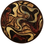 Home Dynamix Catalina Picasso Contemporary Artistic Swirl Area Rug, Black/Brown, 5'2" Round