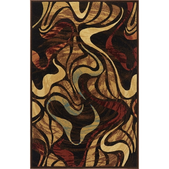 Home Dynamix Catalina Picasso Contemporary Artistic Swirl Area Rug, Black/Brown, 7'10"x10'2"