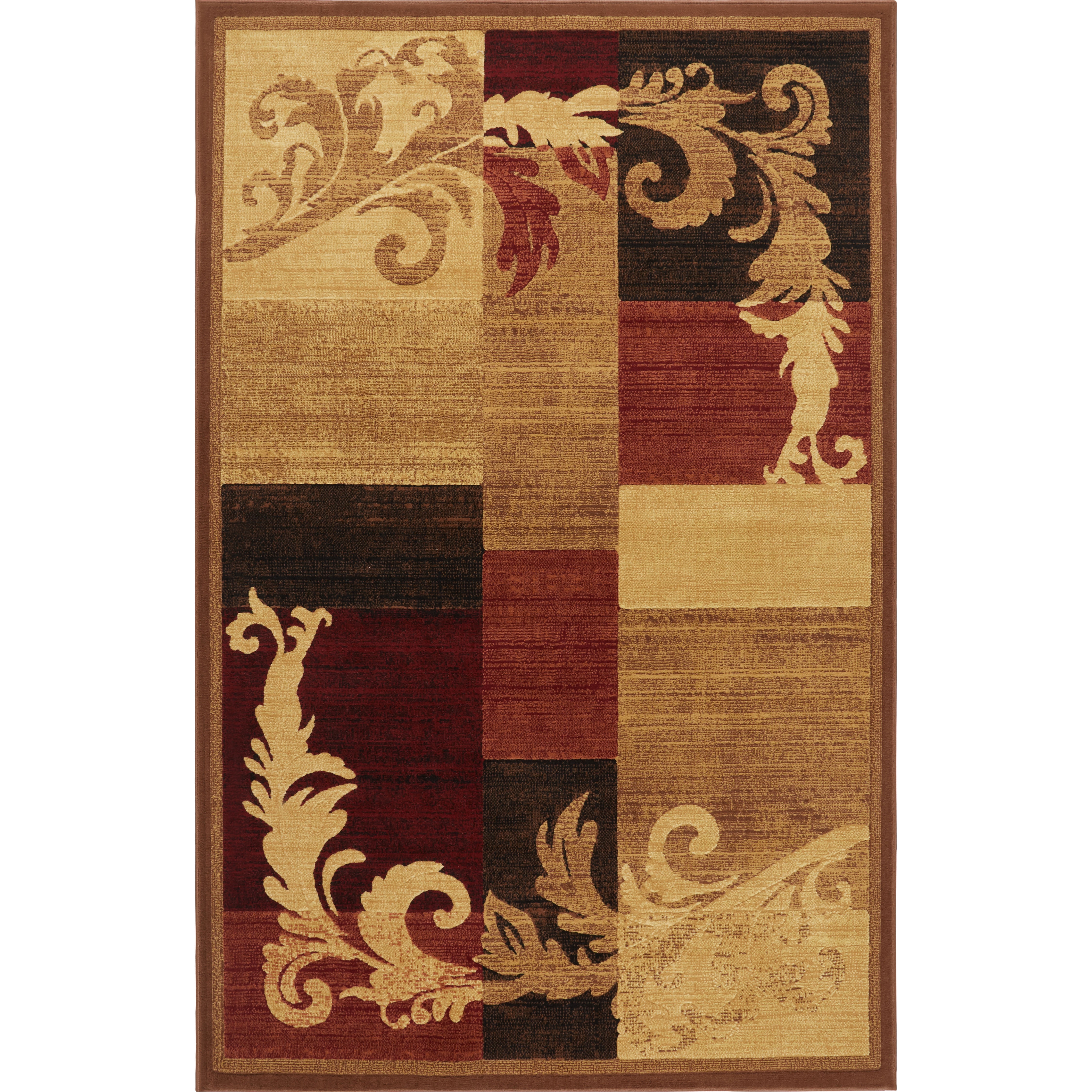 Catalina Red and Brown Tufted Synthetic Area Rug