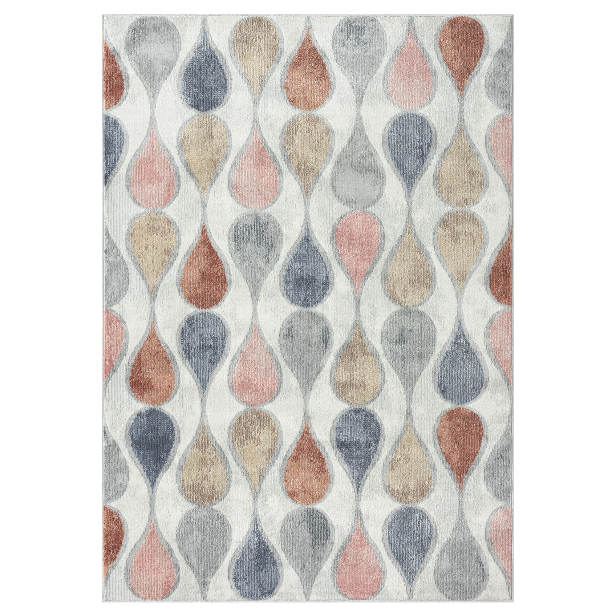 Home Dynamix Helen Rein Contemporary Teardrop Area Rug, Ivory/Grey, 5'2"x7'2"