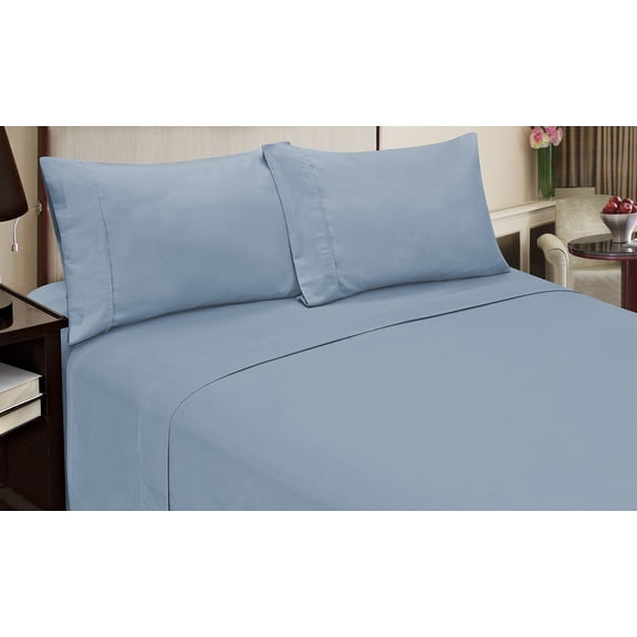 Home Dynamix Jill Morgan Fashion 4 Piece Solid Sheet Set, Queen, Light Blue