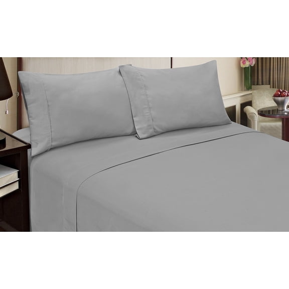 Home Dynamix Jill Morgan Fashion 4 Piece Solid Sheet Set, Queen, Silver