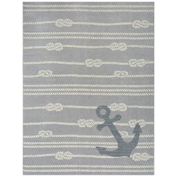 Home Dynamix Marine Anchor Coastal Anchor Indoor/Outdoor Area Rug, Grey/Ivory , 5'2"x7'2"