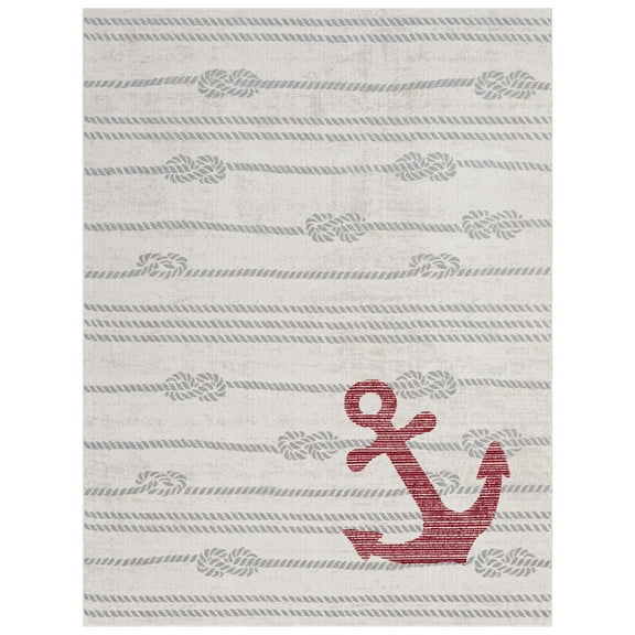 Home Dynamix Marine Anchor Coastal Anchor Indoor/Outdoor Area Rug, Ivory/Grey, 5'2"x7'2"