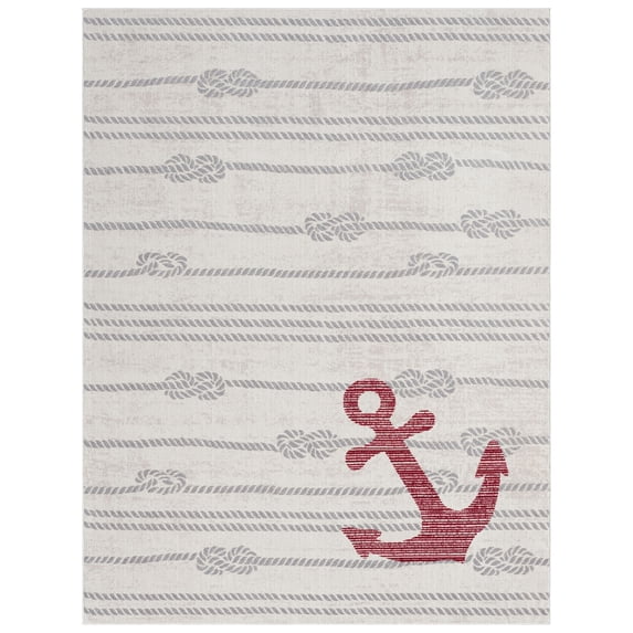 Home Dynamix Marine Anchor Coastal Anchor Indoor/Outdoor Area Rug, Ivory/Grey, 7'10"x10'2"