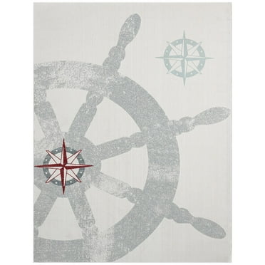 Home Dynamix Marine Anchor Coastal Anchor Indoor/Outdoor Area Rug, Grey ...