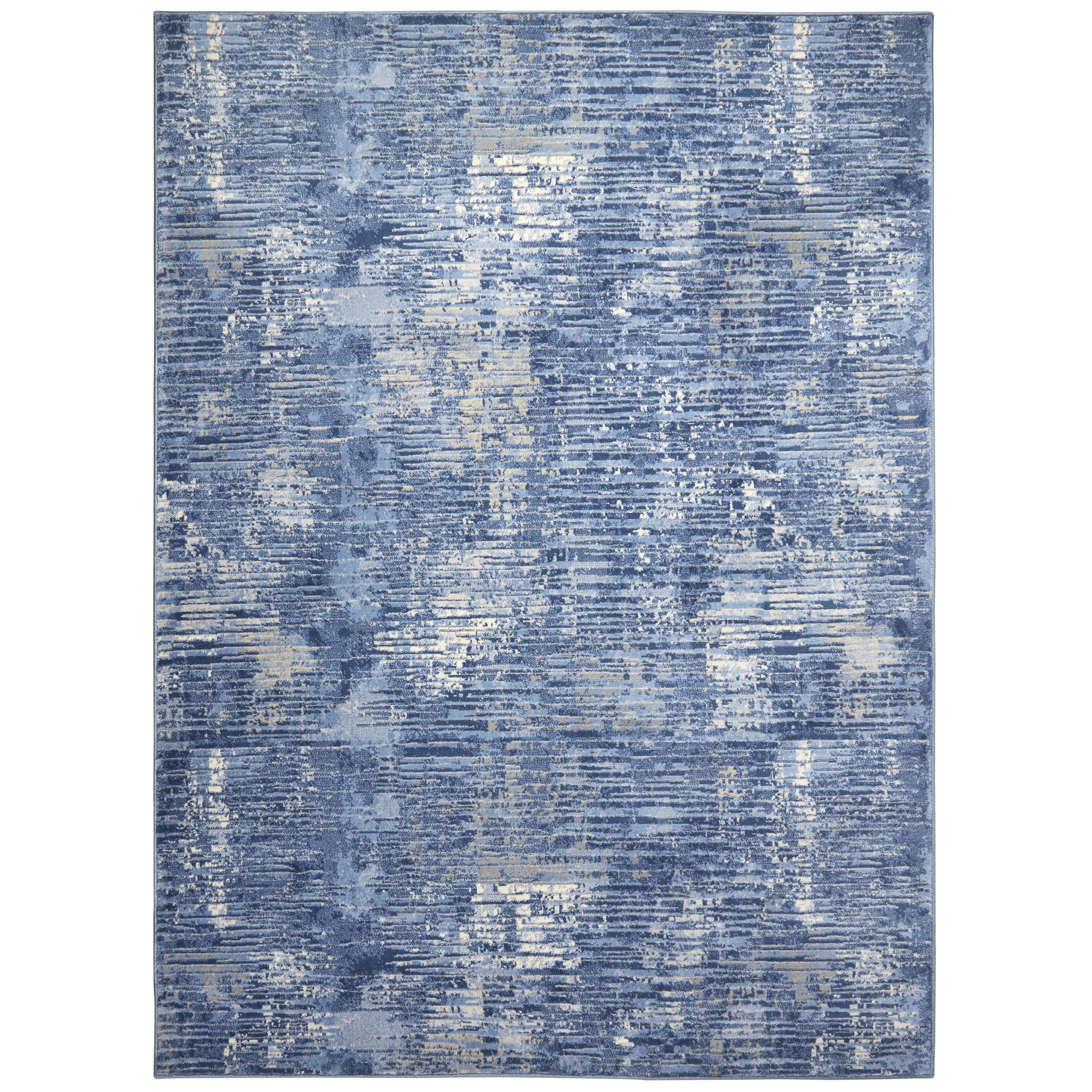 Melrose Lorenzo Blue Abstract 5' x 7' Synthetic Area Rug