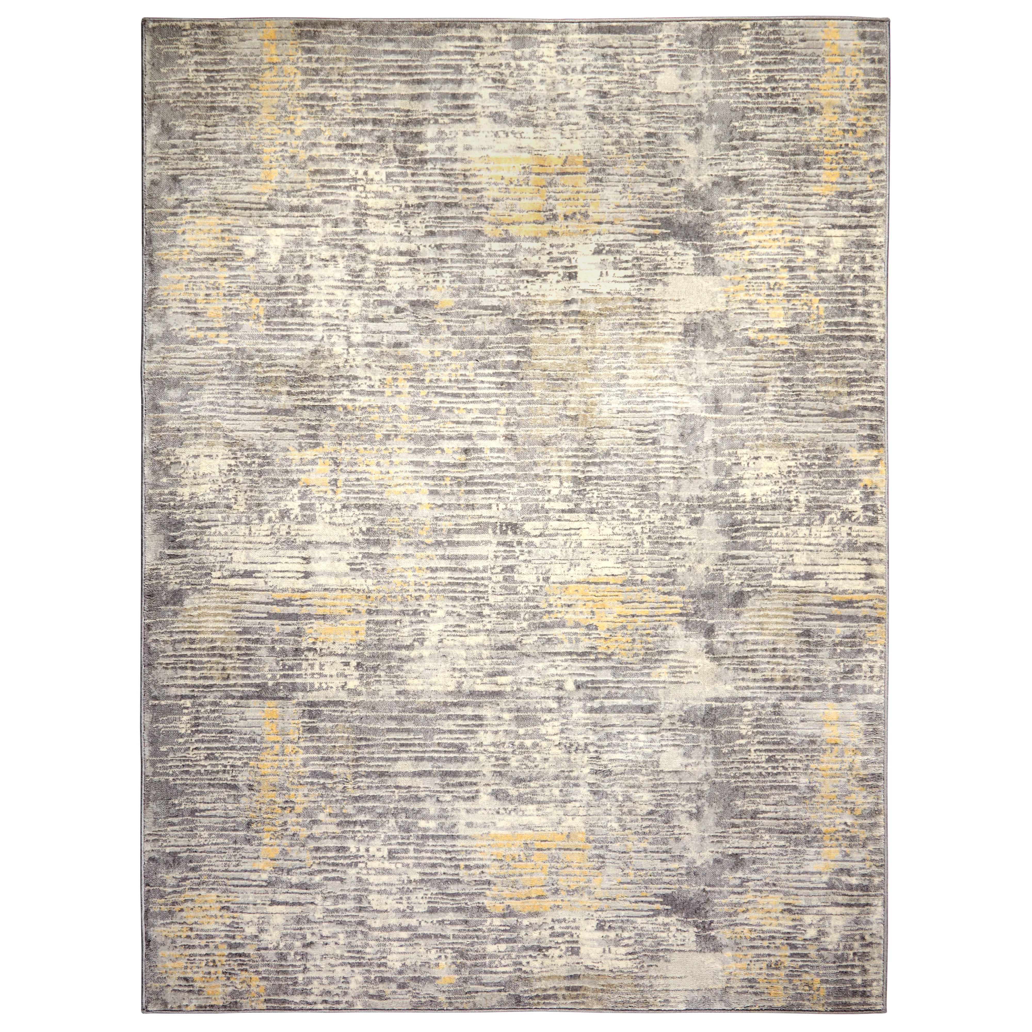 Modern Abstract Grey and Yellow Soft Synthetic Area Rug