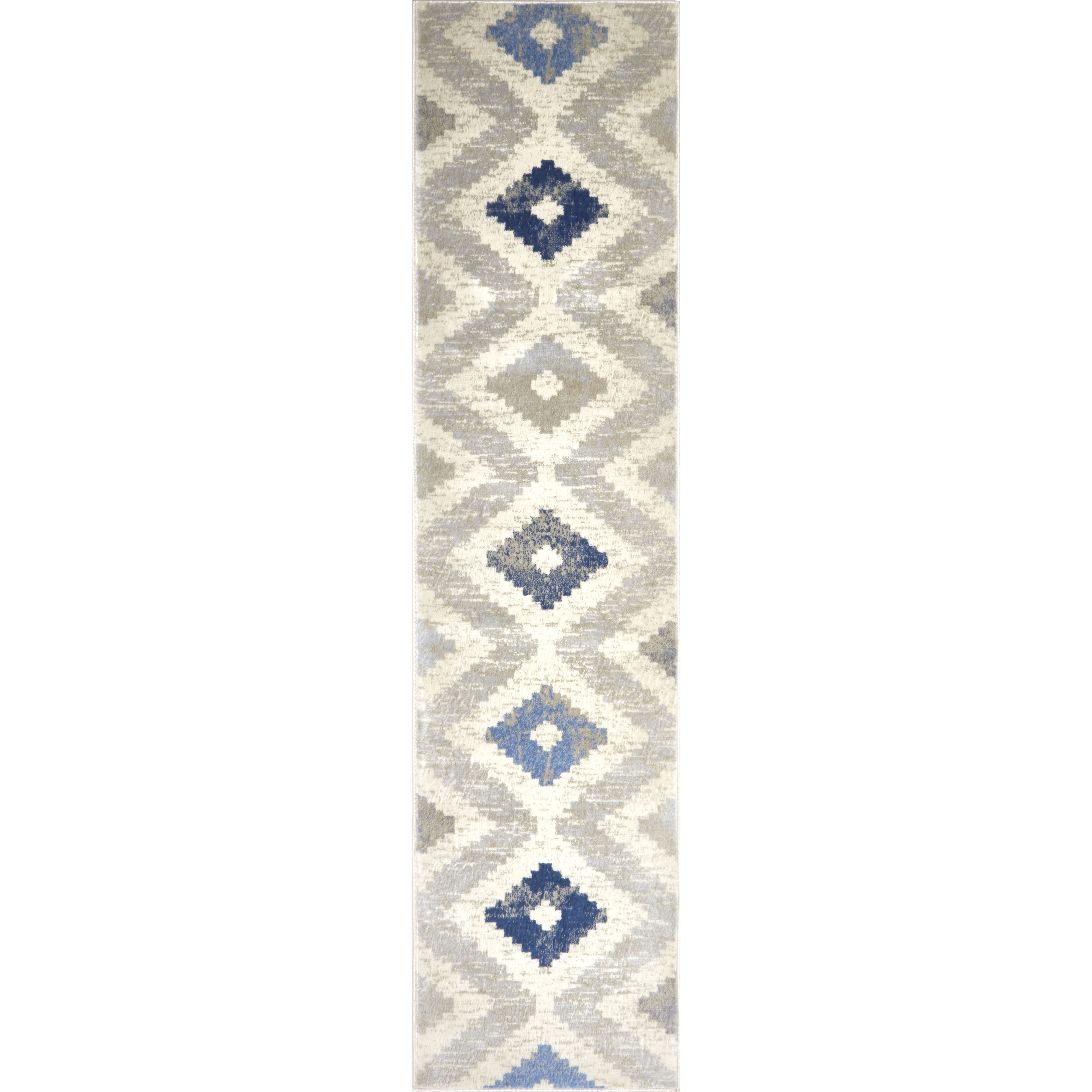 Home Dynamix Melrose Maritza Bohemian Zigzag Diamond Area Rug, Ivory/Blue, 1'6"x2'6"