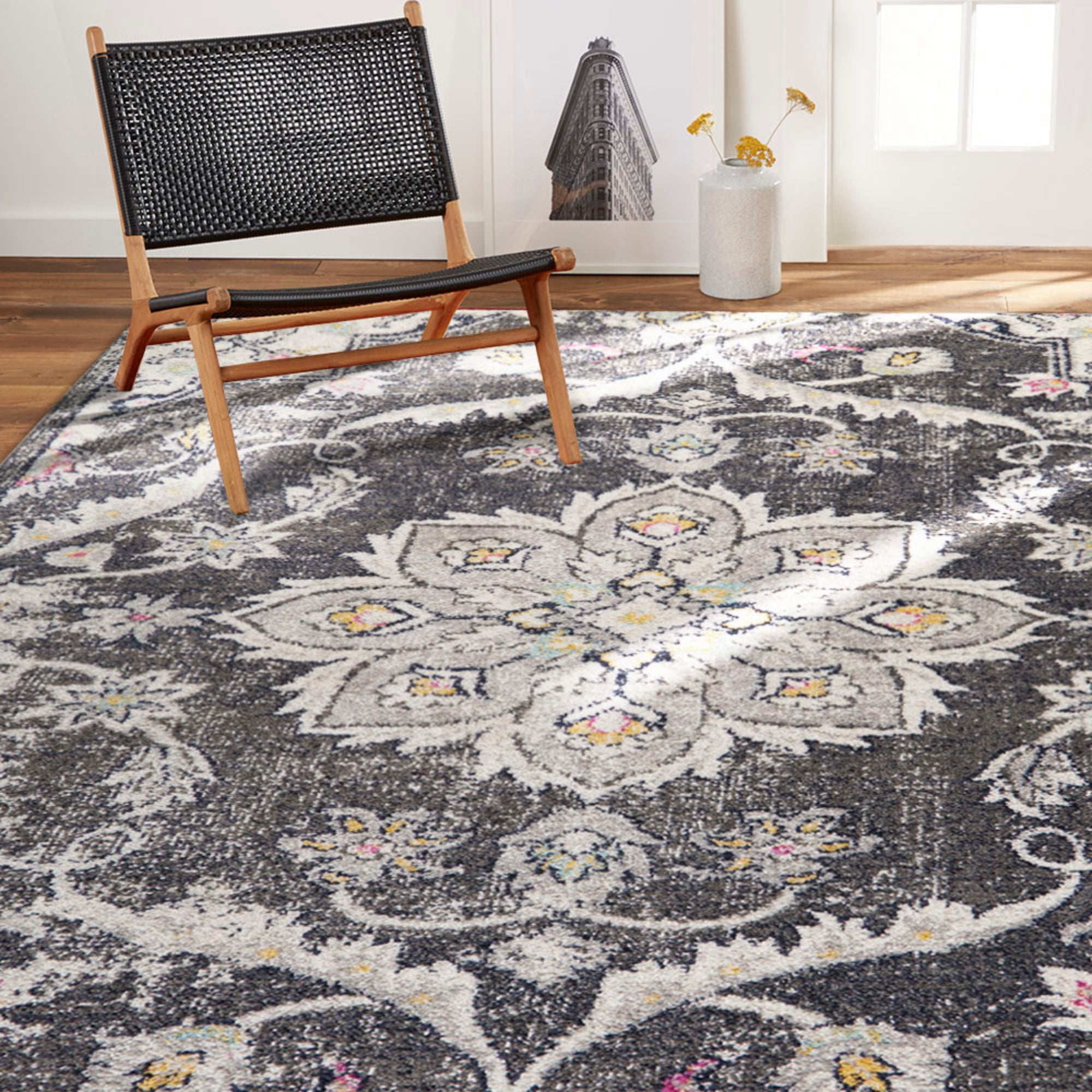 Home Dynamix Nova Astoria Medallion Area Rug, Dark Gray/Ivory, 5'2"x7'2"