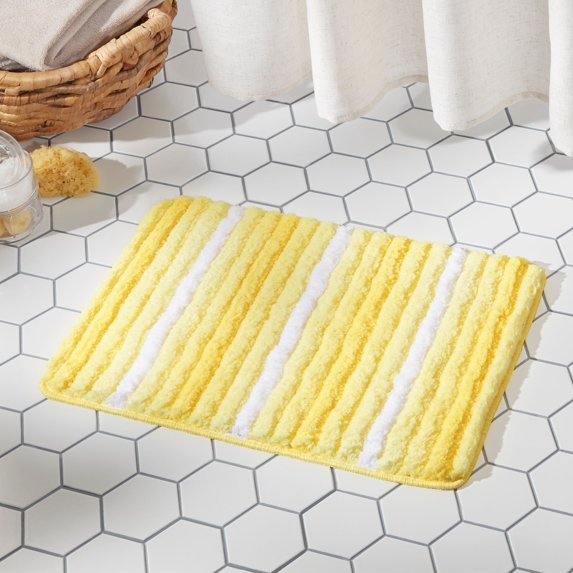 Home Dynamix Ombre Element Machine Washable Bath Mat Yellow/White, 20"x32"