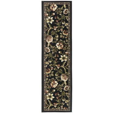 Home Dynamix  Optimum Amell Traditional Botanical Area Rug Black 1'9"x7'2" 6' Runner Rectangle