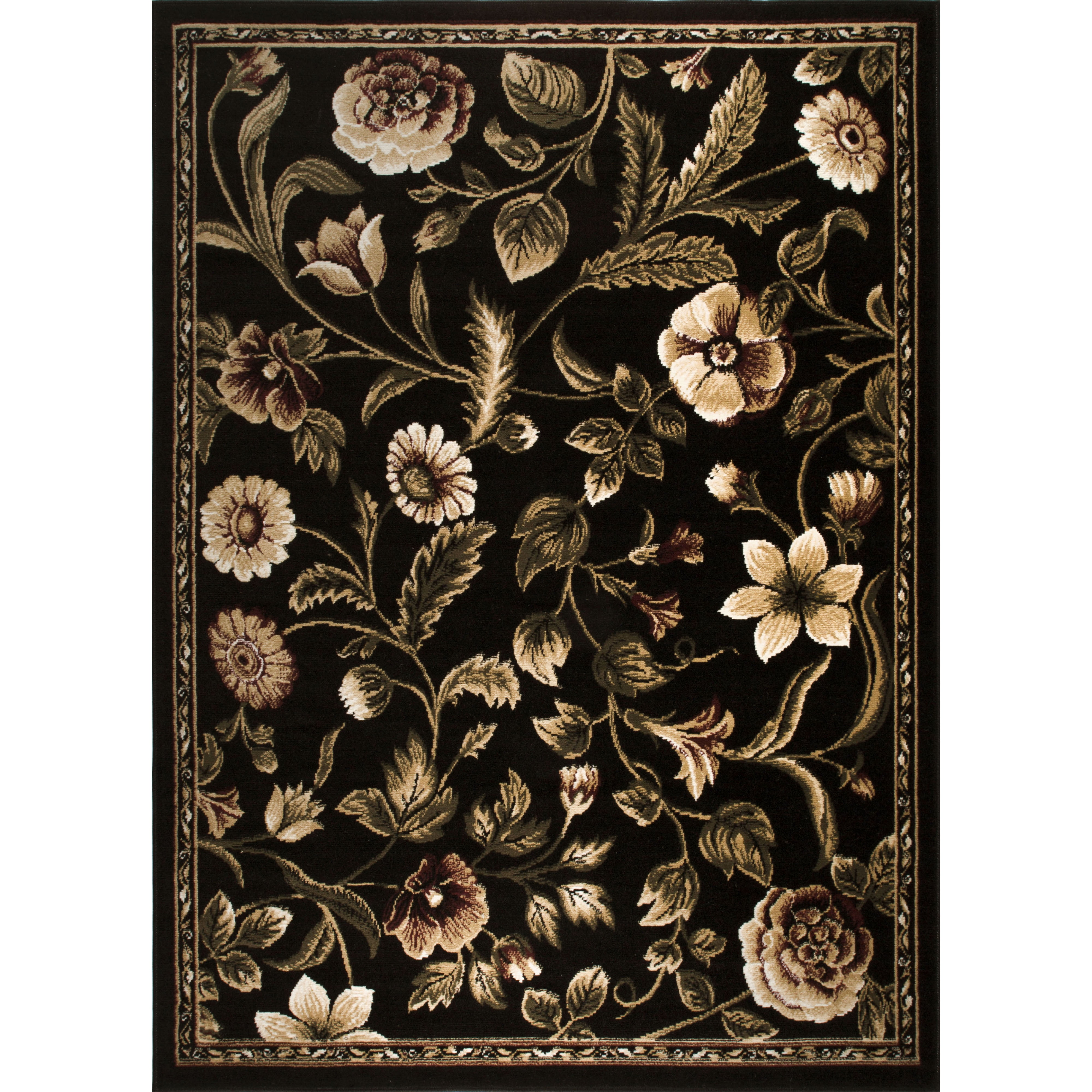 Home Dynamix Optimum Amell Traditional Floral Area Rug, Black/Green, 3