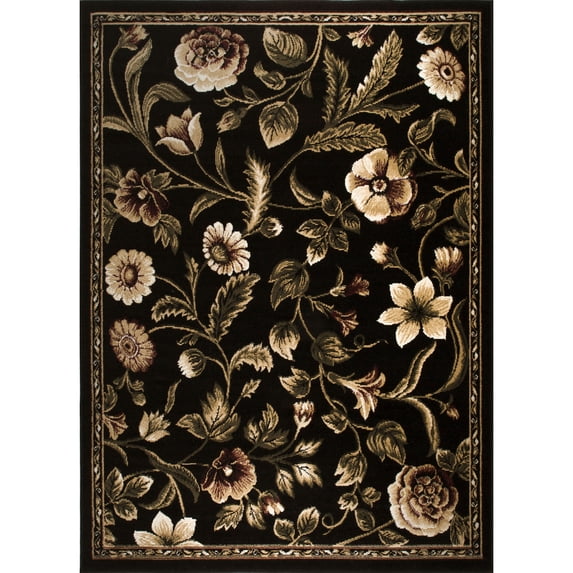 Home Dynamix Optimum Amell Traditional Floral Area Rug, Black/Green, 5'2"x7'2"