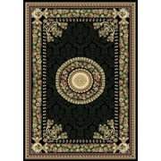 Home Dynamix Optimum Athens Traditional Medallion Area Rug, Black/Beige, 52"x72"