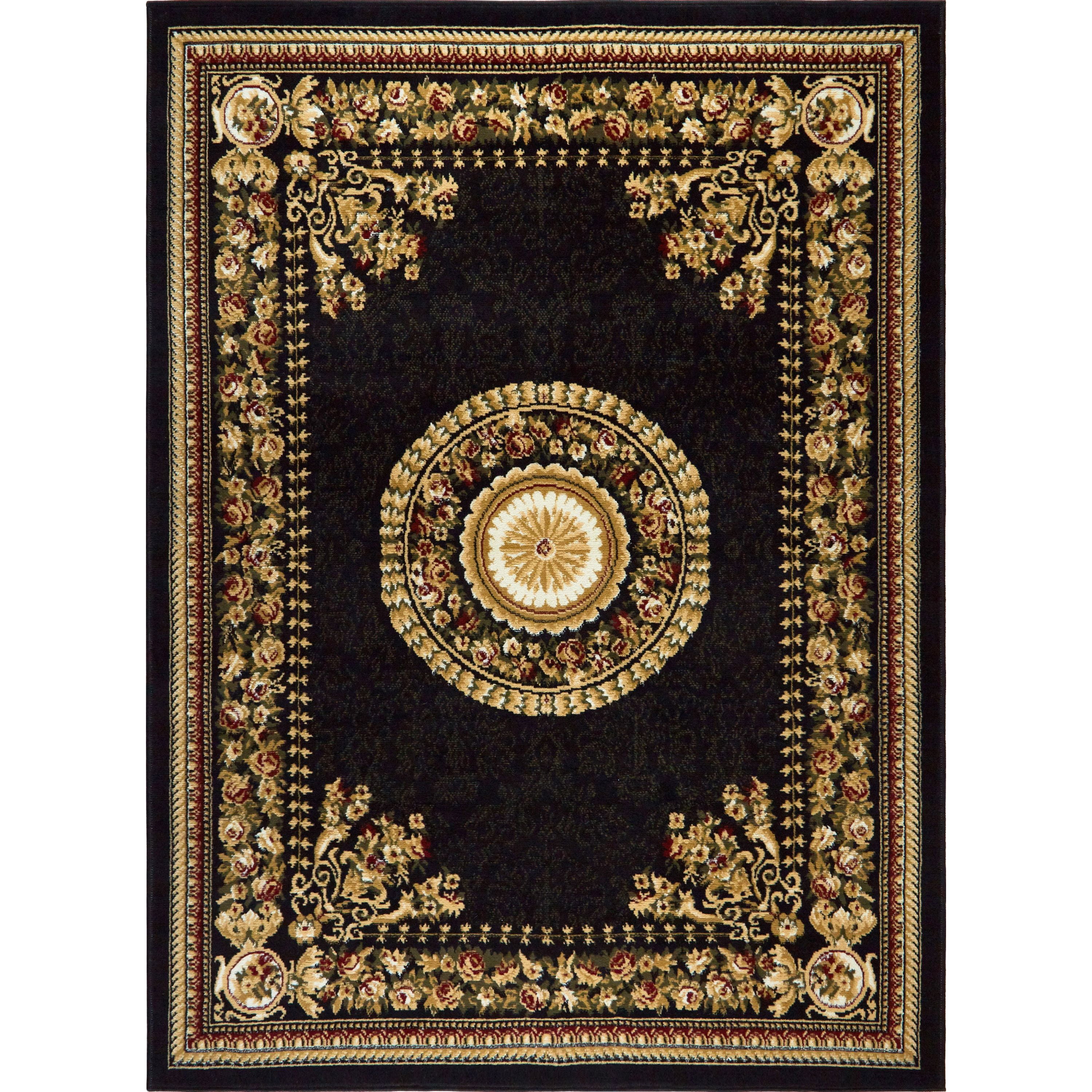 Home Dynamix Optimum Athens Traditional Medallion Area Rug, Black/Beige, 5'2"x7'2"