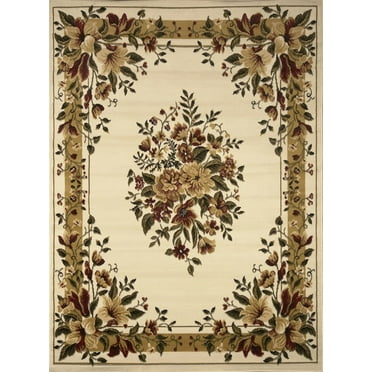 Home Dynamix Optimum Caspian French Country Floral Area Rug, Ivory/Green, 5'2"x7'2"