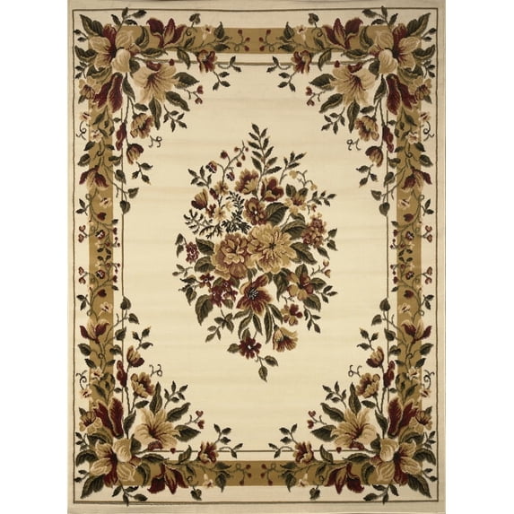 Home Dynamix Optimum Caspian French Country Floral Area Rug, Ivory/Green, 5'2"x7'2"