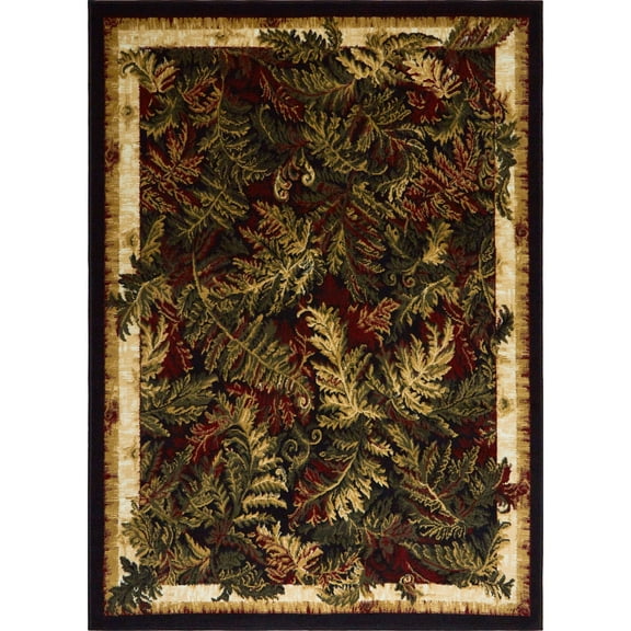 Home Dynamix Optimum Kawan Traditional Leaves Area Rug, Black/Beige, 5'2"x7'2"