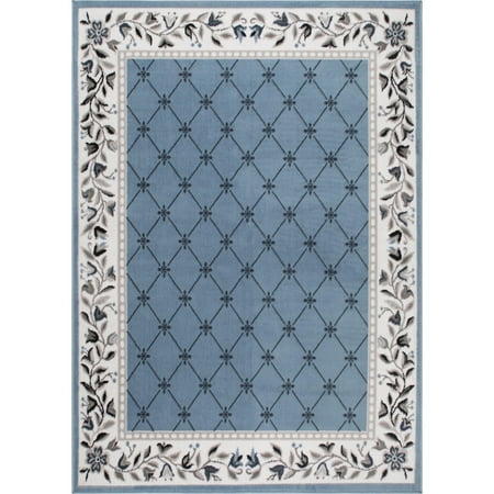 Home Dynamix Premium Aydin Traditional Diamond Floral Area Rug, Blue/Ivory, 3'7"x5'2"