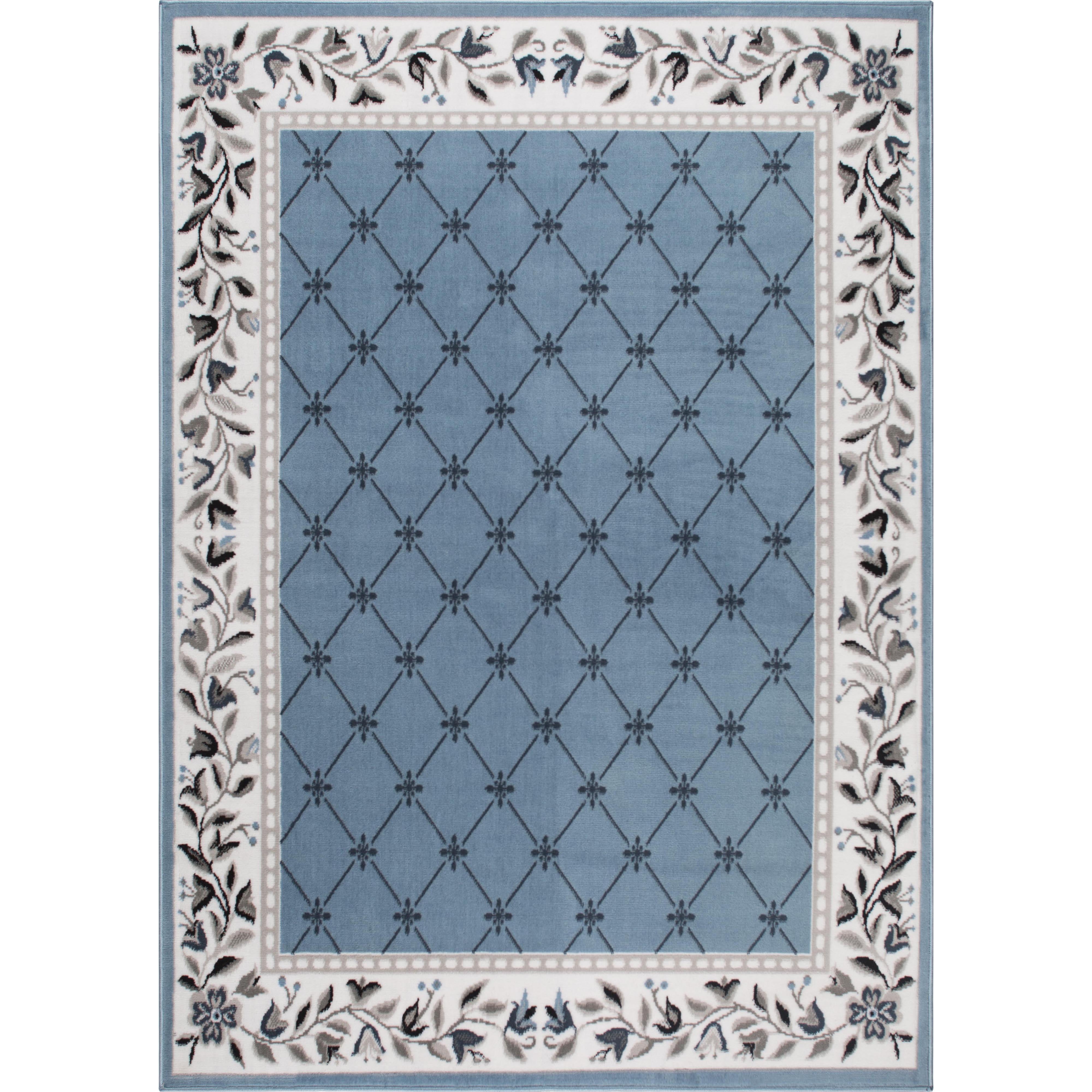 Aydin Blue and Ivory Synthetic Traditional Area Rug