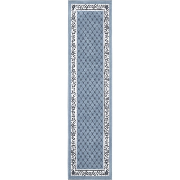 Home Dynamix Premium Aydin Traditional Diamond Floral Runner Area Rug, Blue/Ivory, 1'9"x7'2"