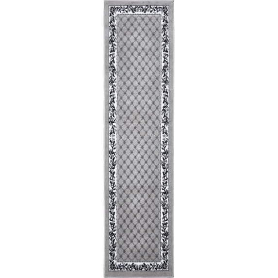 Home Dynamix Premium Aydin Traditional Diamond Floral Runner Area Rug, Grey/Ivory, 1'9"x7'2"
