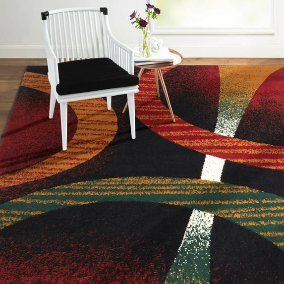 Home Dynamix Premium Indus Contemporary Geometric Area Rug, Black/Red, 7'8"x10'7"