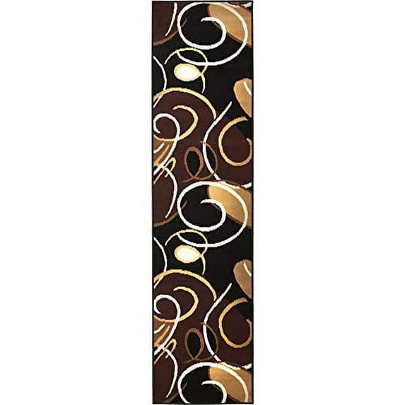 Home Dynamix Premium Loire Contemporary Abstract Swirl Area Rug, Black/Beige, 3'7"X5'2"