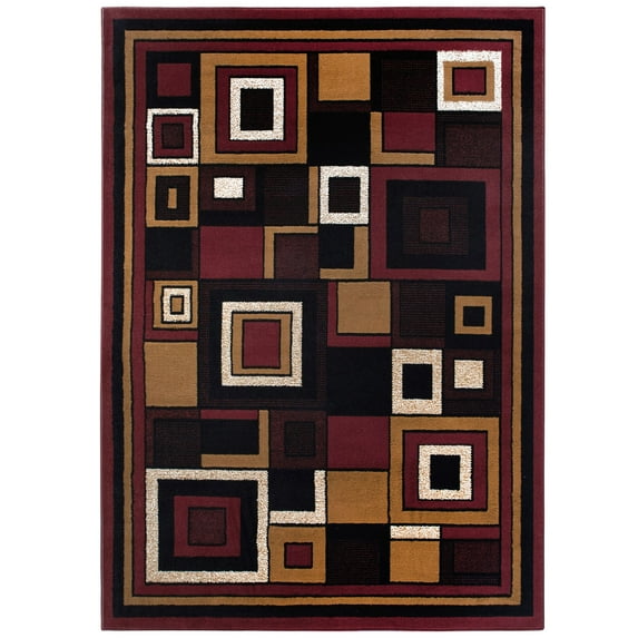 Home Dynamix Premium Nikola Contemporary Colored Block Area Rug, Red/Brown, 5'2"x7'4"